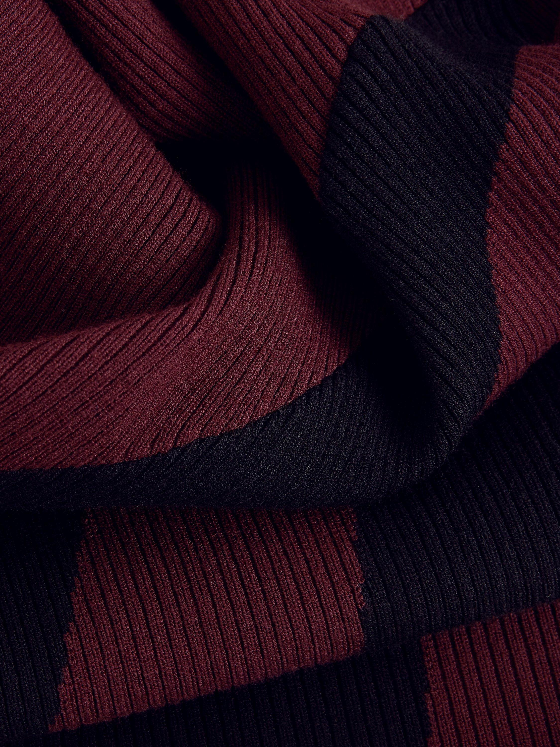 Product image 6 of 9, which shows Phase Eight Julie Ribbed Midi Dress, Burgundy/Black, 10