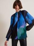 Phase Eight Eleanor Abstract Pleat Blouse, Blue/Multi