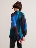 Phase Eight Eleanor Abstract Pleat Blouse, Blue/Multi