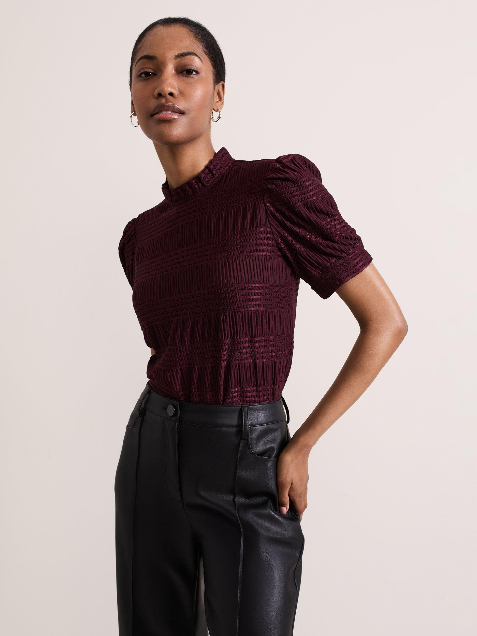Phase Eight Samiha Textured Top, Burgundy