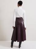 Phase Eight Carla Croc Skirt, Burgundy