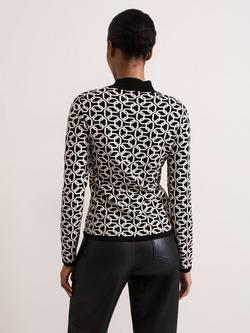 Phase Eight Callie Chain Print Knit Top, Black/Ivory - view 2, Black/Ivory