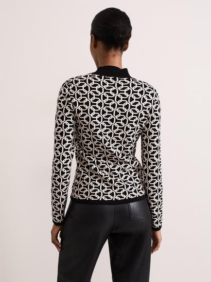 Phase Eight Callie Chain Print Knit Top, Black/Ivory - view 2, Black/Ivory
