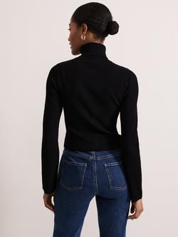 Phase Eight Fran Ribbed Roll Neck Jumper - view 2, Black