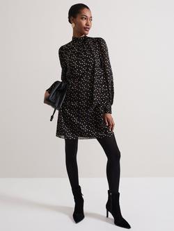Phase Eight Mabel Polka Dot Dress, Black/Gold, Black/Gold