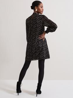 Phase Eight Mabel Polka Dot Dress, Black/Gold - view 2, Black/Gold