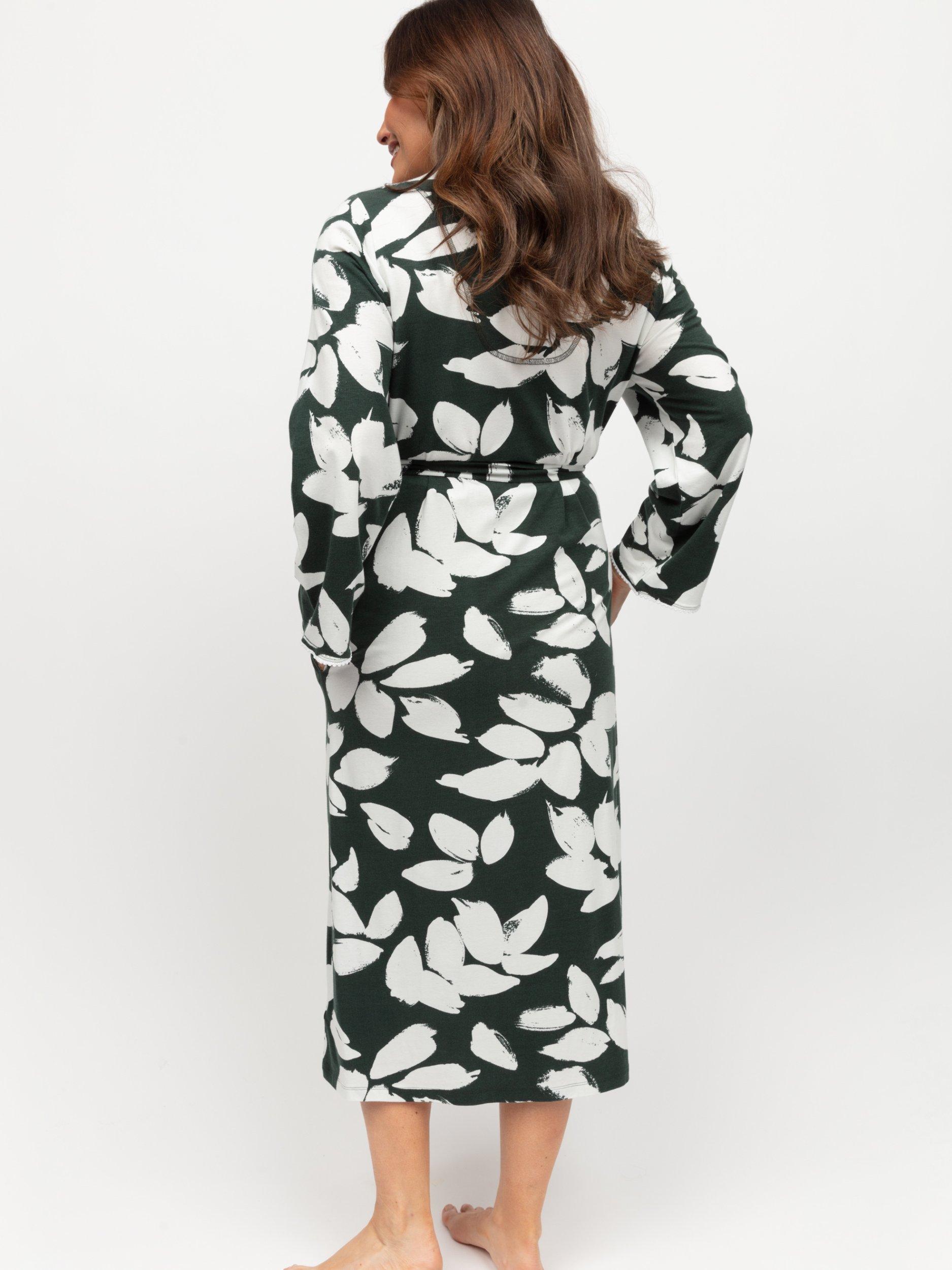 Product image 2 of 3, which shows Nora Rose by Cyberjammies Anne Lace Trim Dressing Gown, Emerald/White, 8