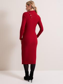 Phase Eight Willow Popper Midi Dress, Red - view 2, Red