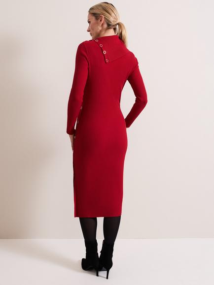 Phase Eight Willow Popper Midi Dress, Red - view 2, Red