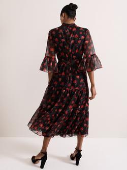 Phase Eight Lela Textured Floral Dress, Black/Multi - view 2, Black/Multi