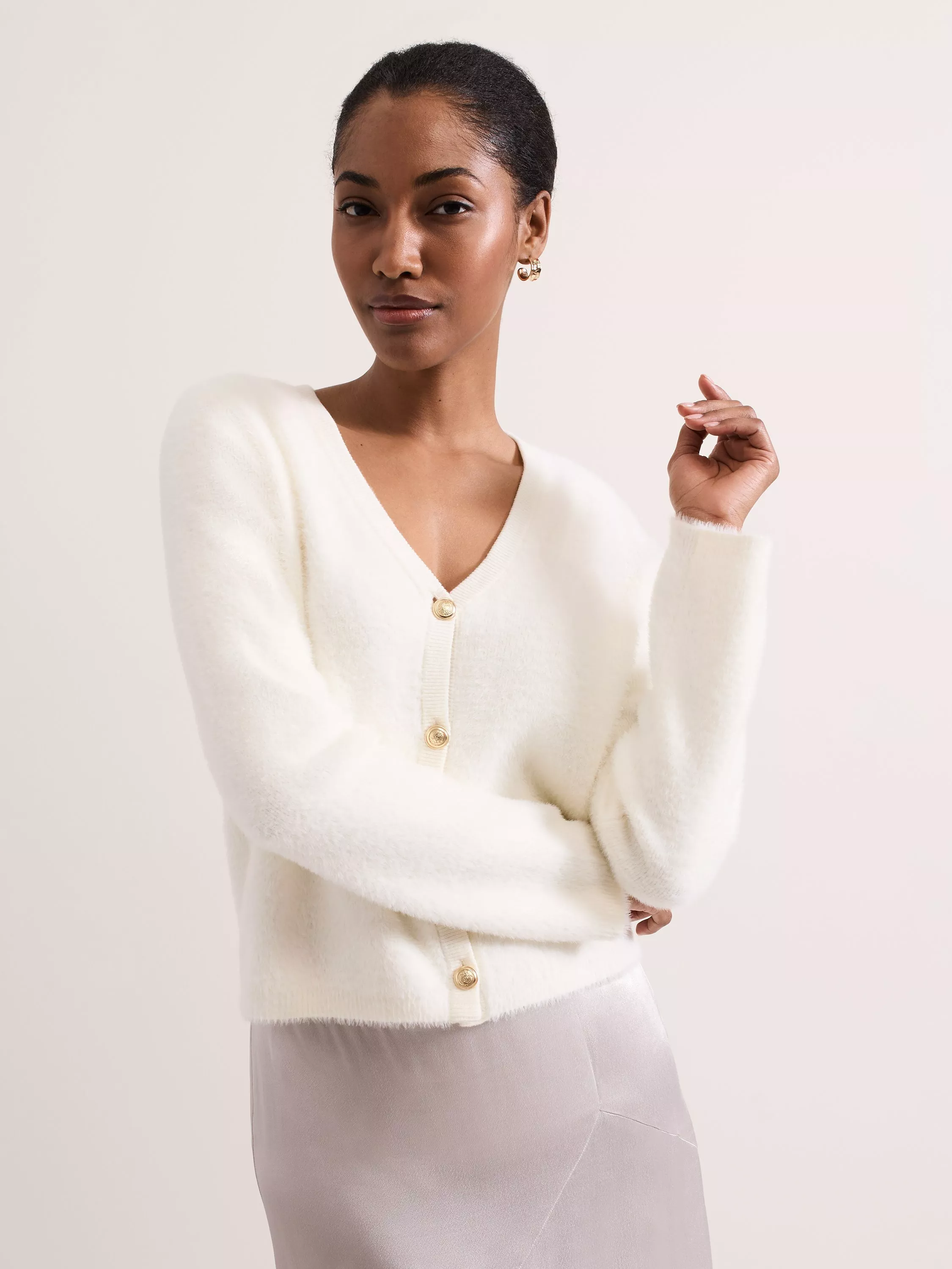 Ladies long white cardigan best sale