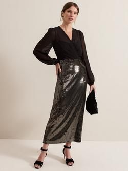 Phase Eight Petite Aniya Sequin Dress, Black/Multi, Black/Multi