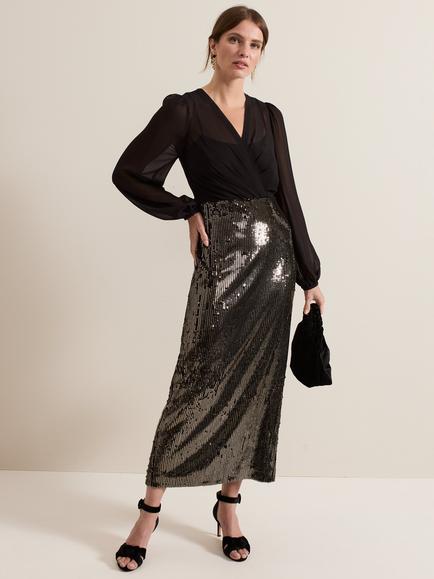 Phase Eight Petite Aniya Sequin Dress, Black/Multi, Black/Multi