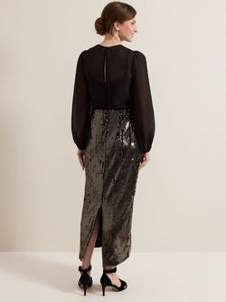 Phase Eight Petite Aniya Sequin Dress, Black/Multi - view 2, Black/Multi