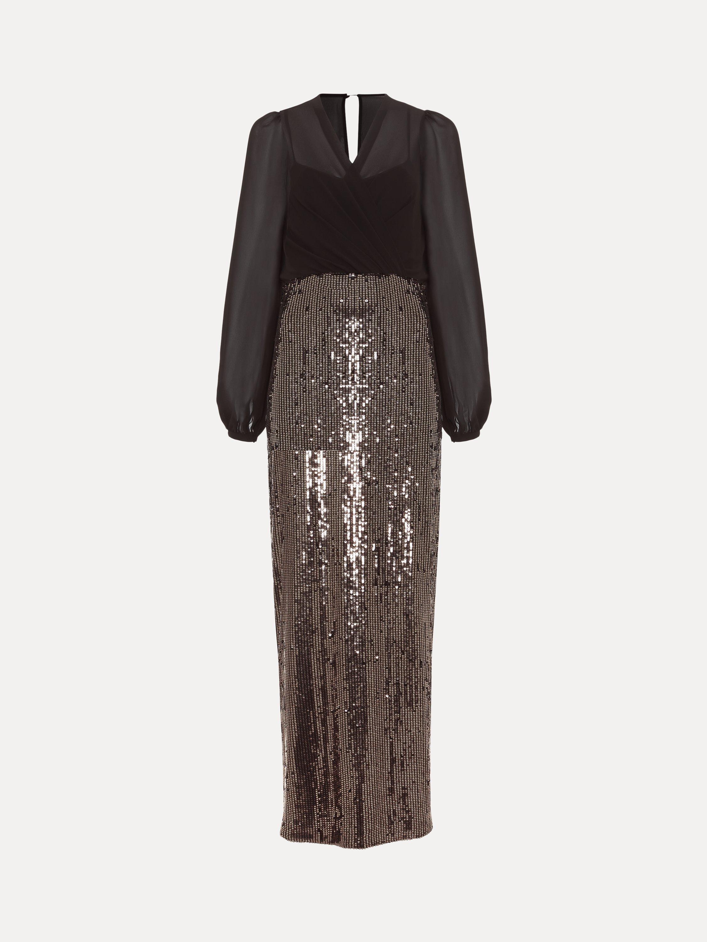 Product image 5 of 7, which shows Phase Eight Petite Aniya Sequin Dress, Black/Multi, 8