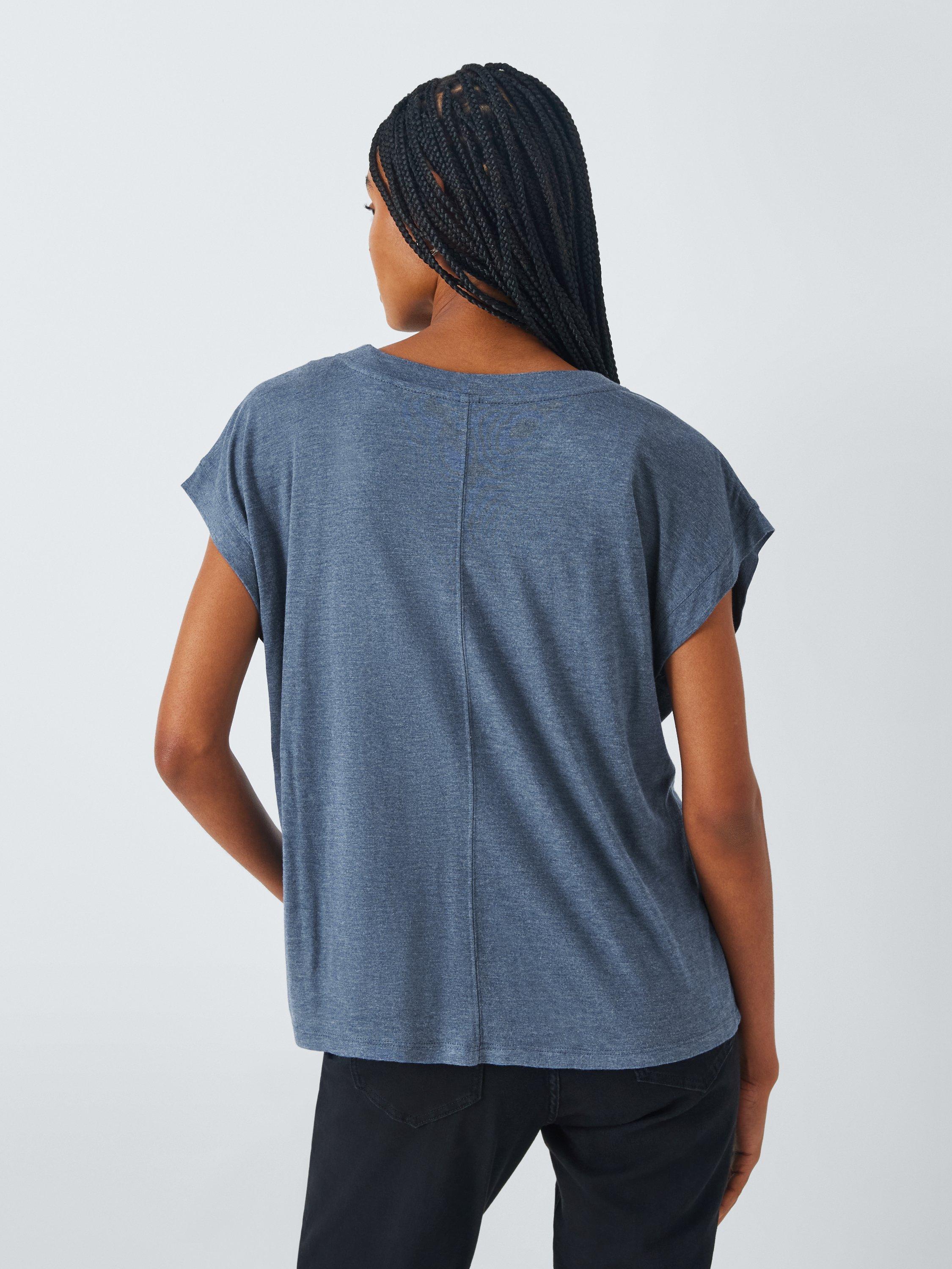 Product image 2 of 6, which shows AND/OR Cecile V-Neck T-Shirt, Blue Marl, 6