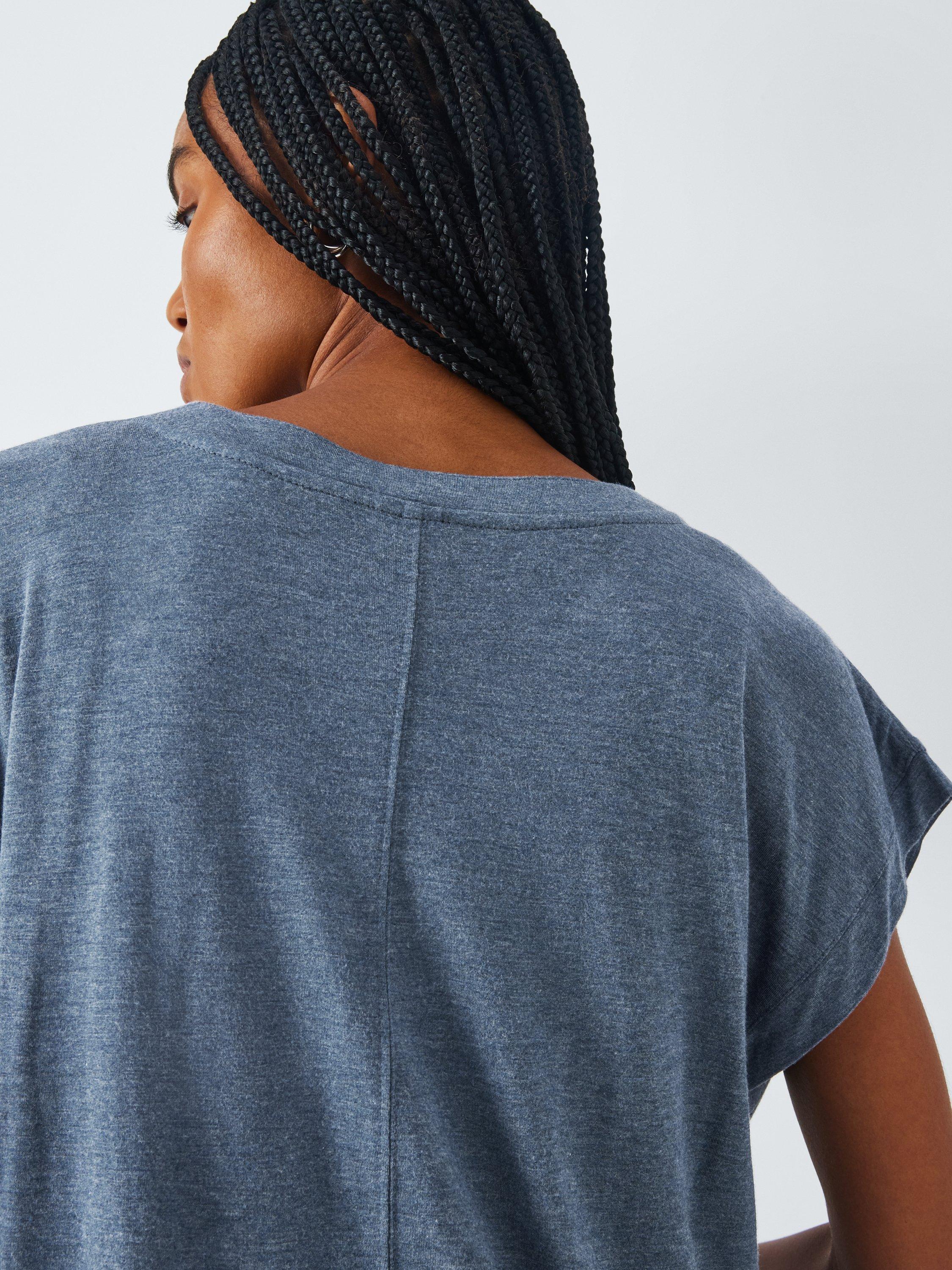 Product image 6 of 6, which shows AND/OR Cecile V-Neck T-Shirt, Blue Marl, 6