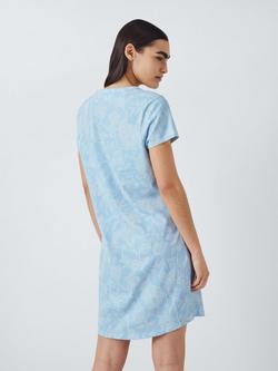 John Lewis Floral Notch Neck Jersey Nightdress, Blue - view 2, Blue