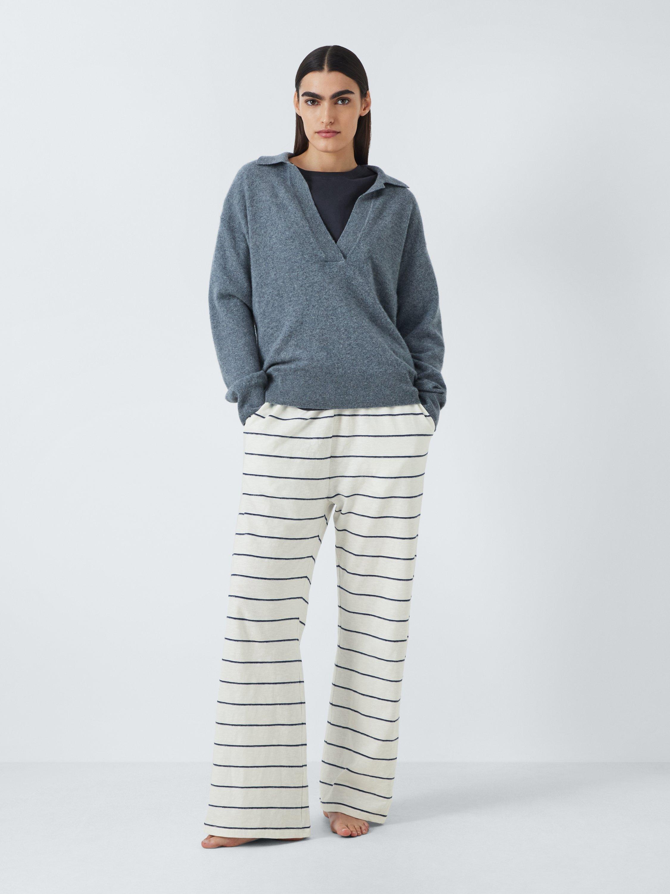 Product image 5 of 6, which shows John Lewis Stripe Bottoms Pyjama Set, Navy/White, 8