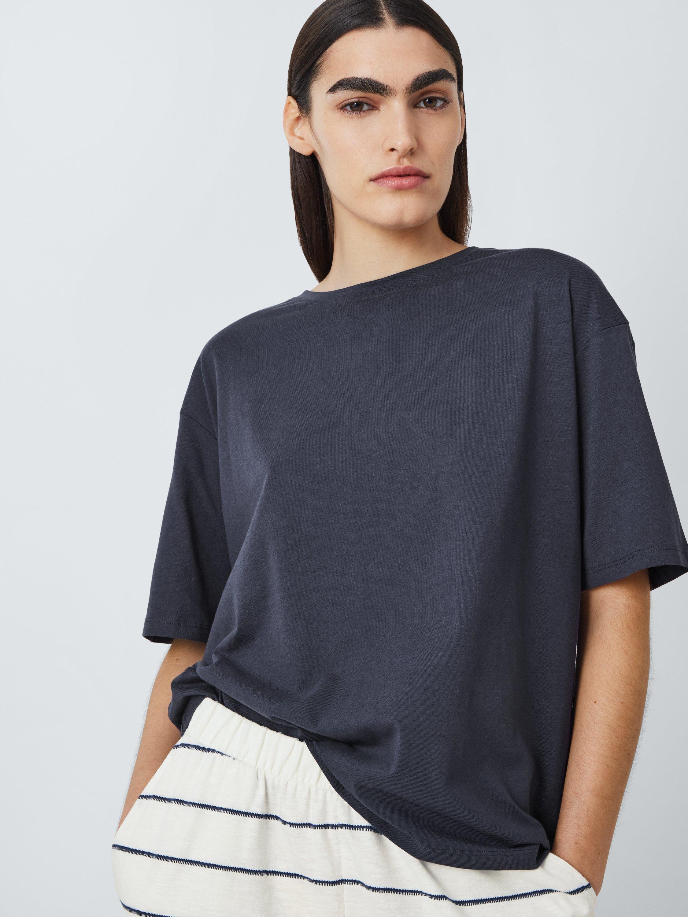 Product image 4 of 6, which shows John Lewis Stripe Bottoms Pyjama Set, Navy/White, 8