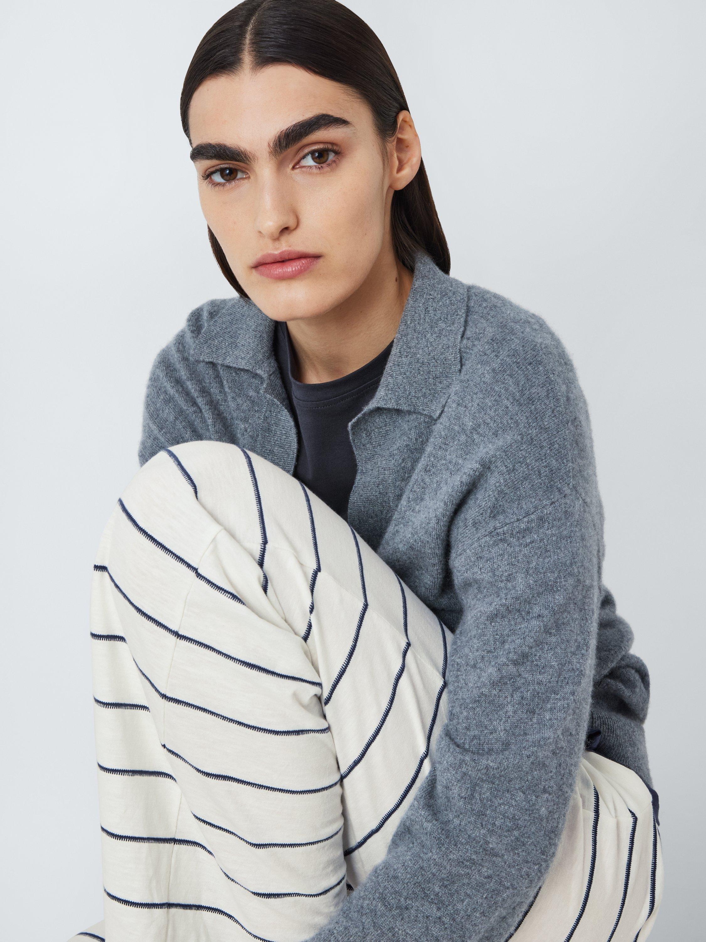 Product image 6 of 6, which shows John Lewis Stripe Bottoms Pyjama Set, Navy/White, 8