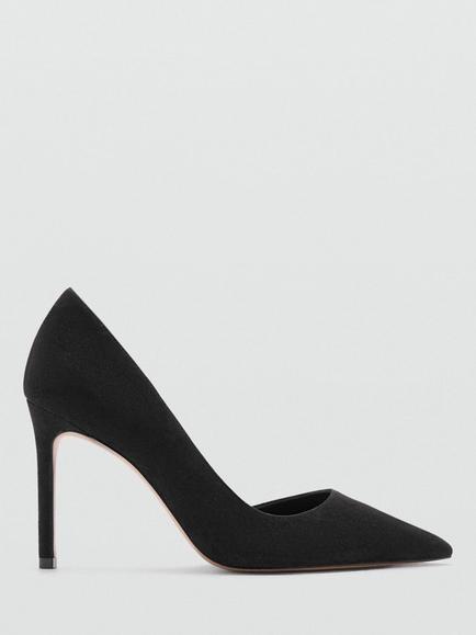 Mango Audrey Asymmetrical Stiletto Heel Court Shoes, Black, Black