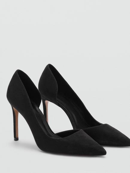 Mango Audrey Asymmetrical Stiletto Heel Court Shoes, Black - view 2, Black