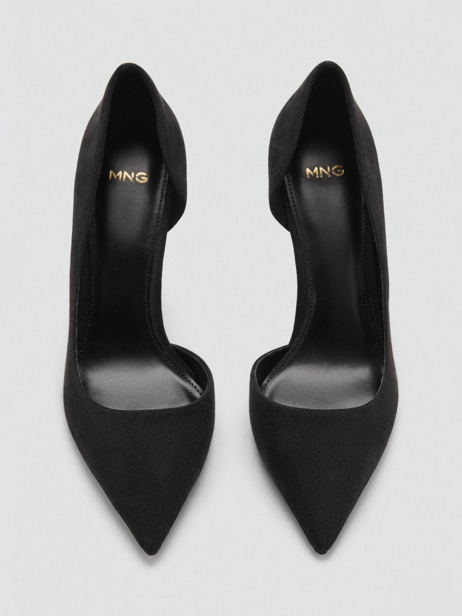 Product image 5 of 5, which shows Mango Audrey Asymmetrical Stiletto Heel Court Shoes, Black, 2