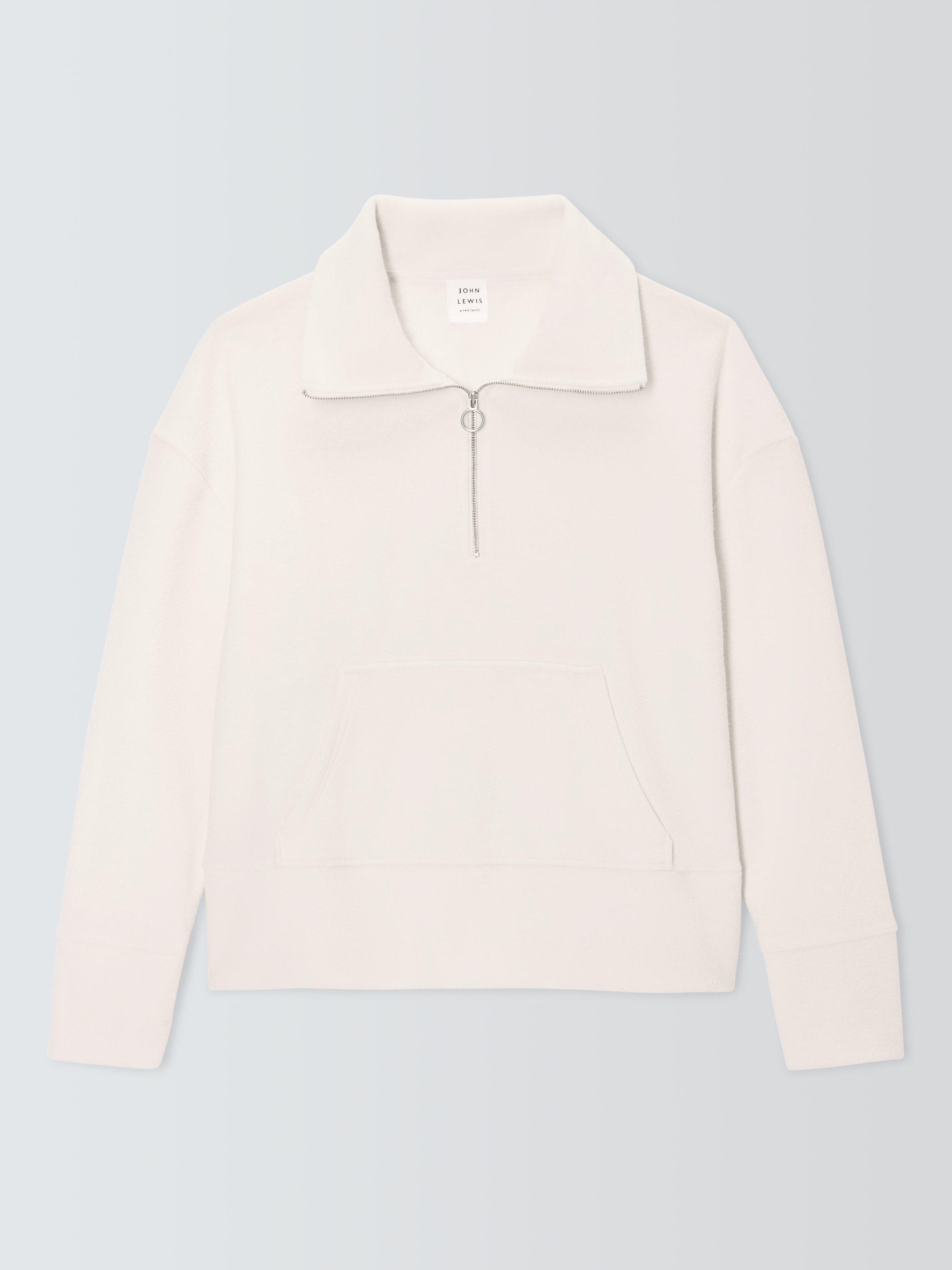 Product image 4 of 6, which shows John Lewis 1/2 Zip Lounge Pullover, White, S