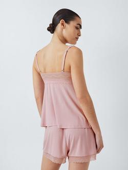 John Lewis Willow Cami Short Pyjama Set containing LENZING™ ECOVERO™ Viscose - view 2, Mauve Chalk
