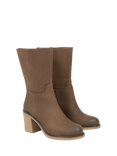 Celtic & Co. Nubuck Crepe Block Heel Ankle Boots, Walnut, Walnut