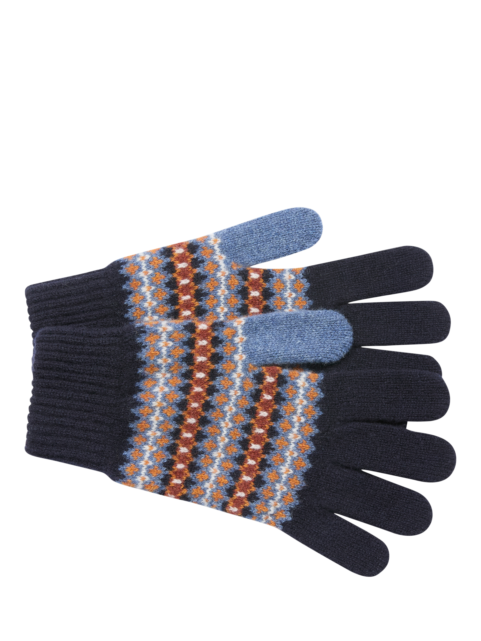 Celtic & Co. Fair Isle Lambswool Gloves, Navy