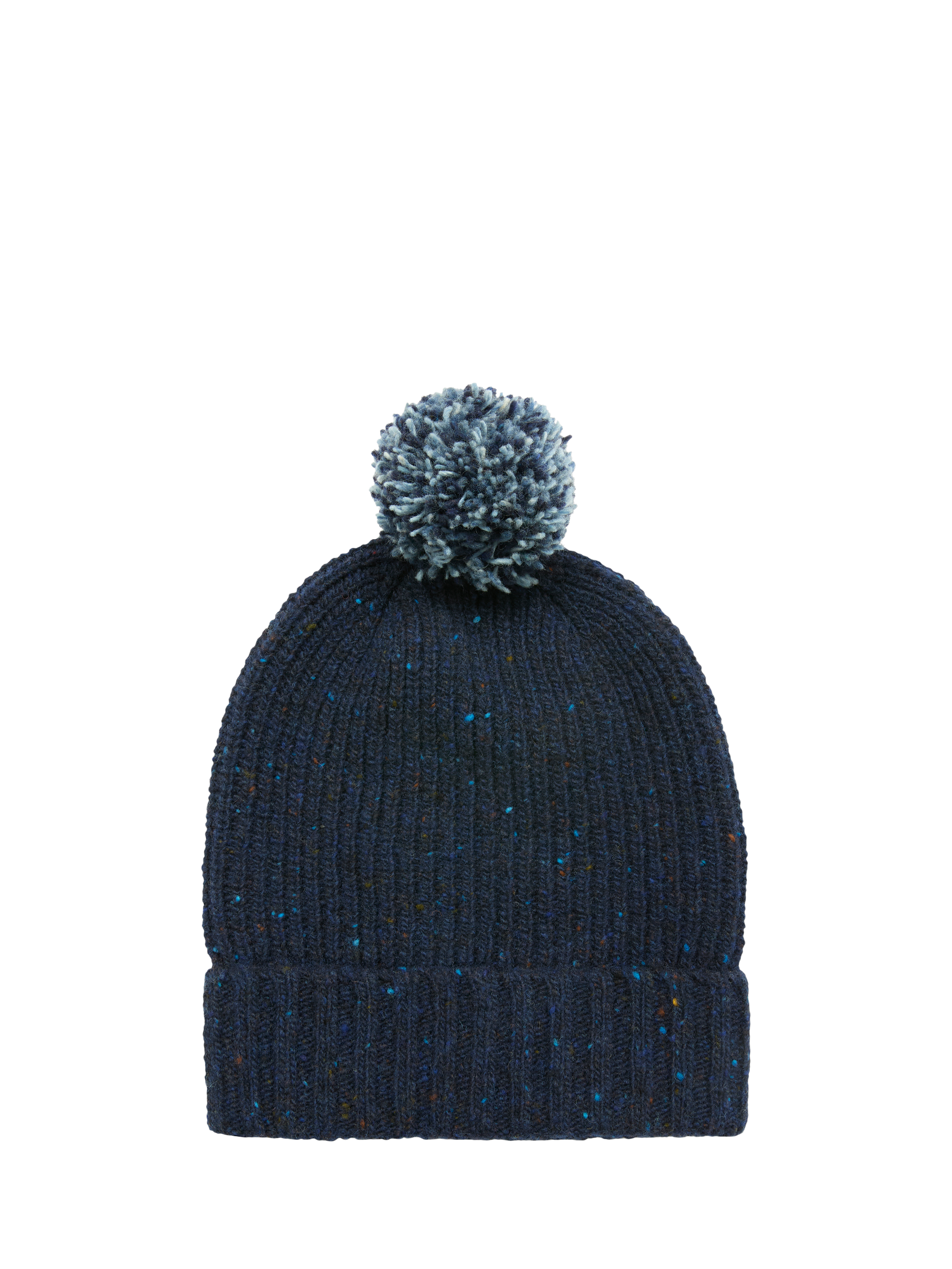 Product image 1 of 3, which shows Celtic & Co. Donegal Wool Rib Bobble Hat, Dark Navy
