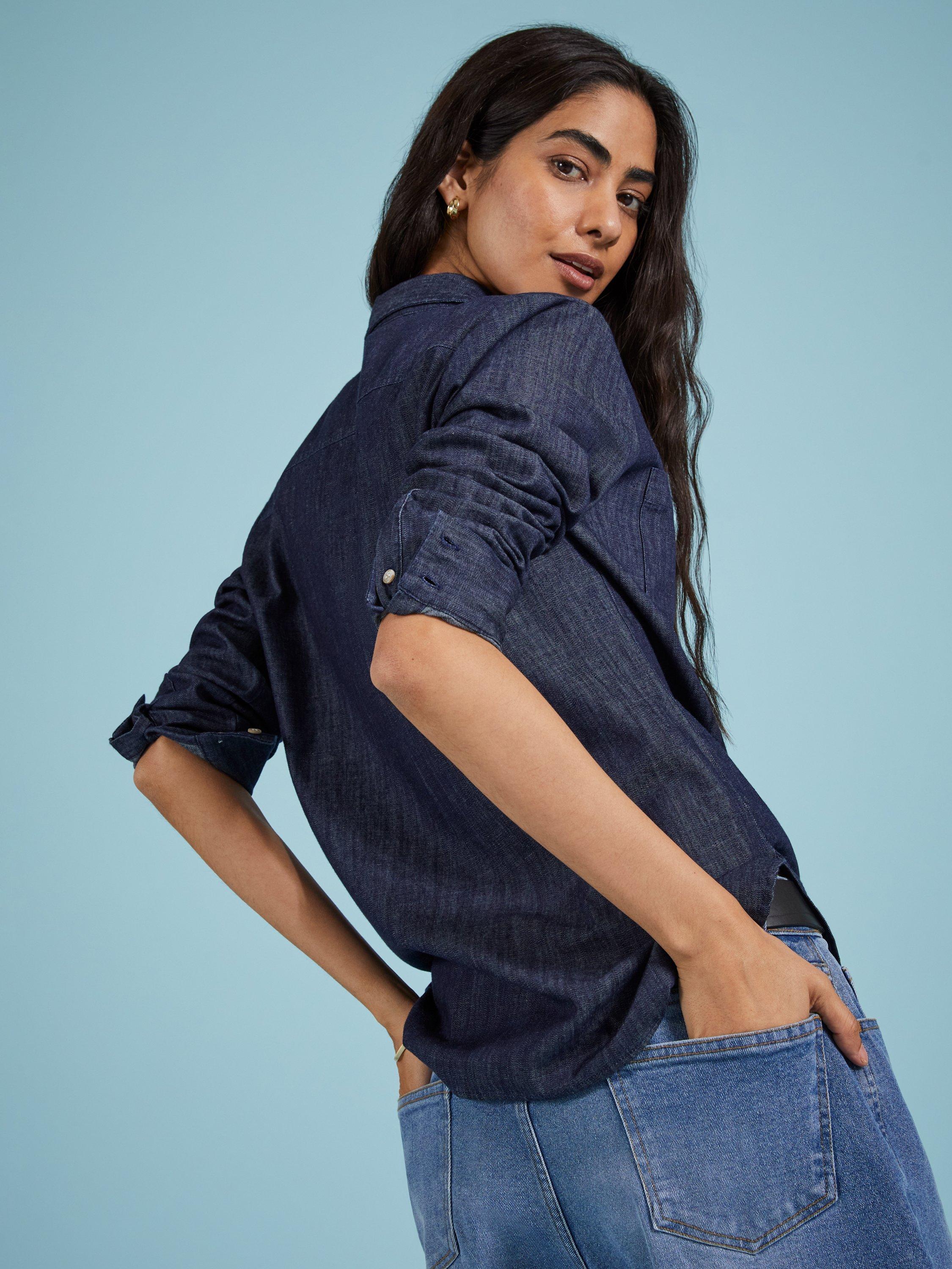 Product image 4 of 6, which shows Baukjen Hattie Organic Cotton Denim Shirt, Indigo, 10