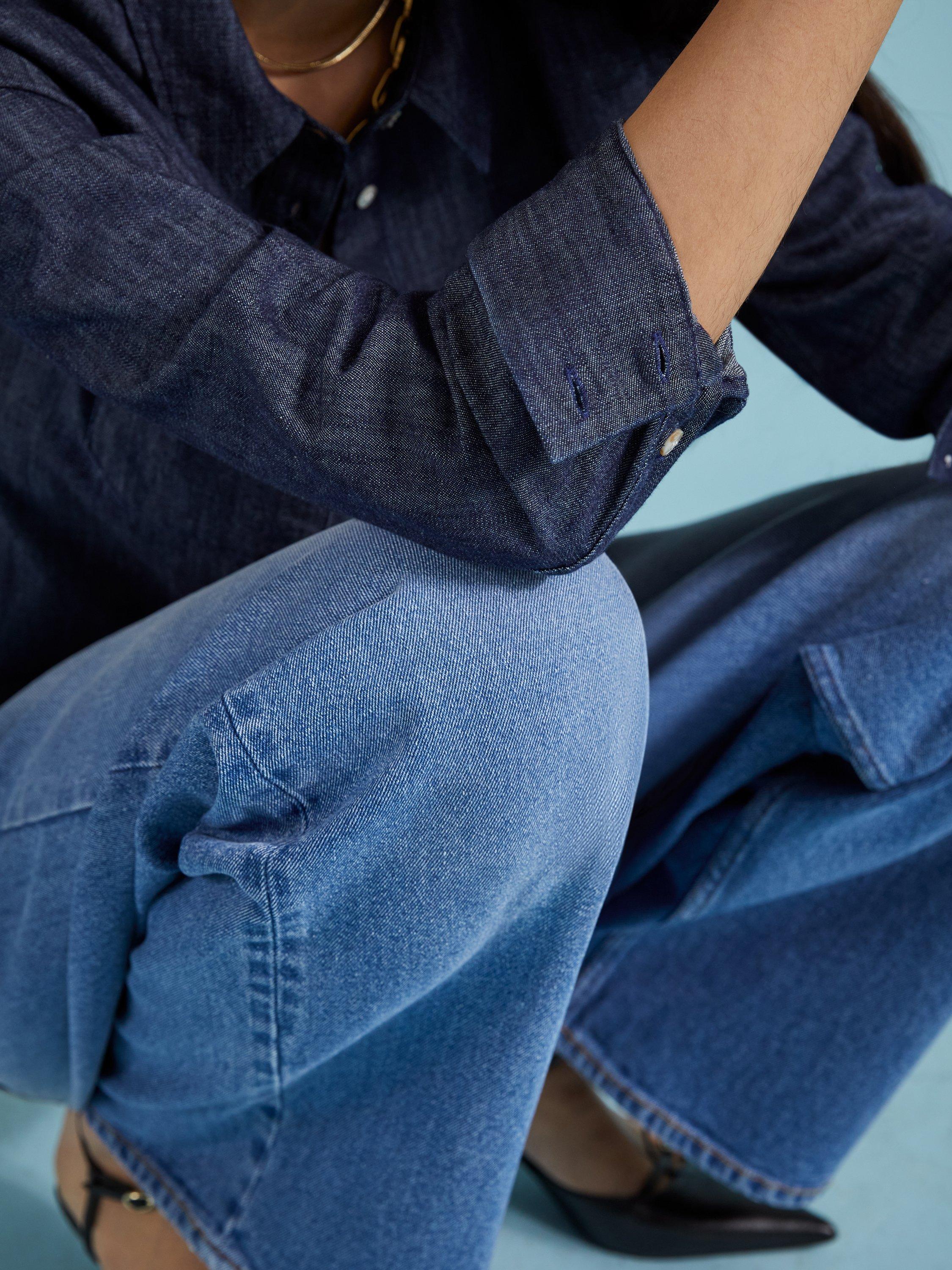 Product image 5 of 6, which shows Baukjen Hattie Organic Cotton Denim Shirt, Indigo, 10