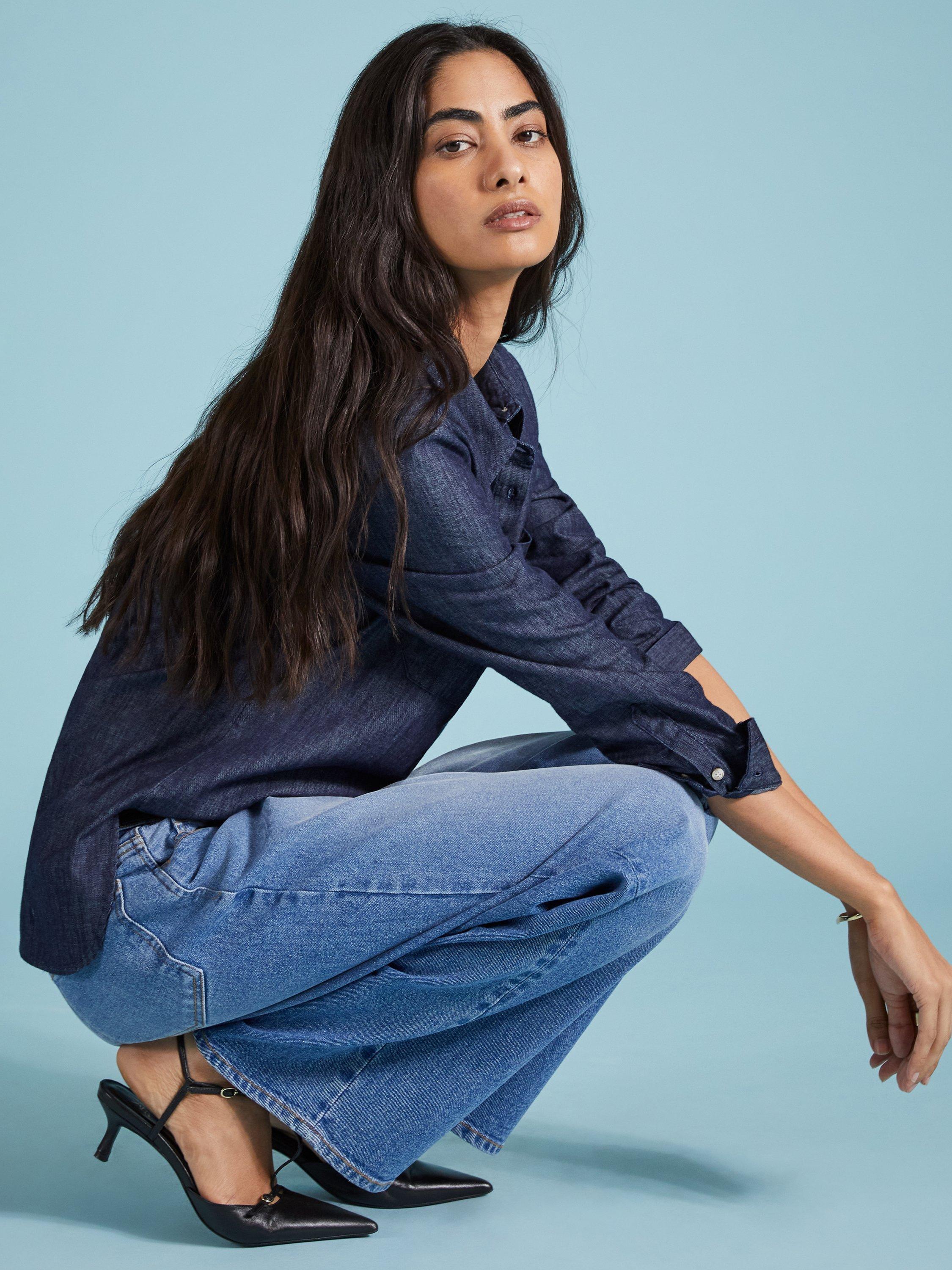Product image 6 of 6, which shows Baukjen Hattie Organic Cotton Denim Shirt, Indigo, 10