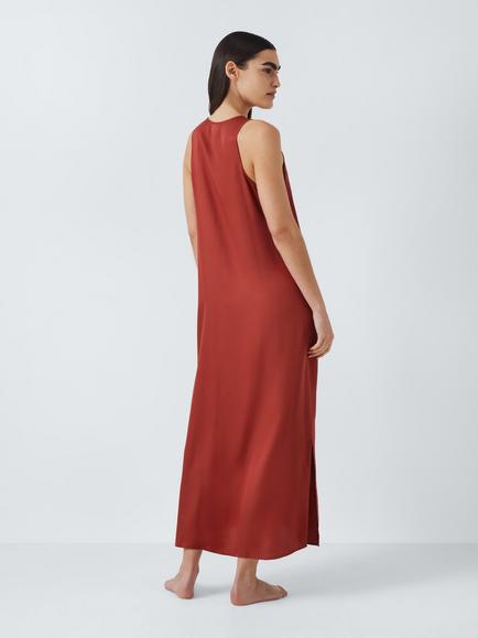 John Lewis Satin Modal Chemise, Rust - view 2, Rust
