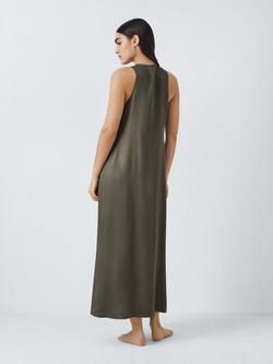 John Lewis Satin Modal Maxi Chemise, Khaki - view 2, Khaki