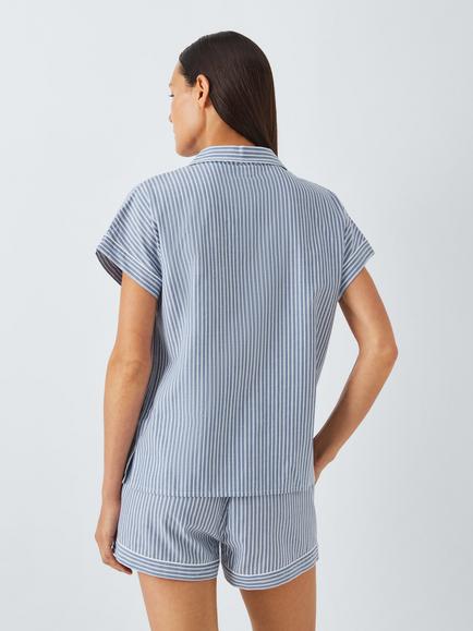 John Lewis Ladder Stripe Pyjama Shirt - view 2, Blue
