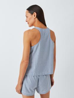John Lewis Ladder Stripe Pyjama Top, Blue Stripe - view 2, Blue Stripe