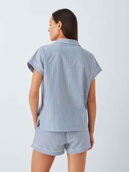 John Lewis Ladder Stripe Pyjama Shorts - view 2, Blue