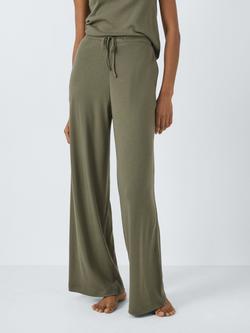 John Lewis Ribbed Modal Blend Pyjama Bottoms, Khaki, Khaki