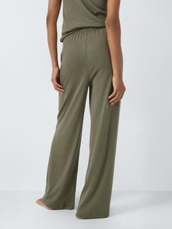 John Lewis Ribbed Modal Blend Pyjama Bottoms, Khaki - view 2, Khaki