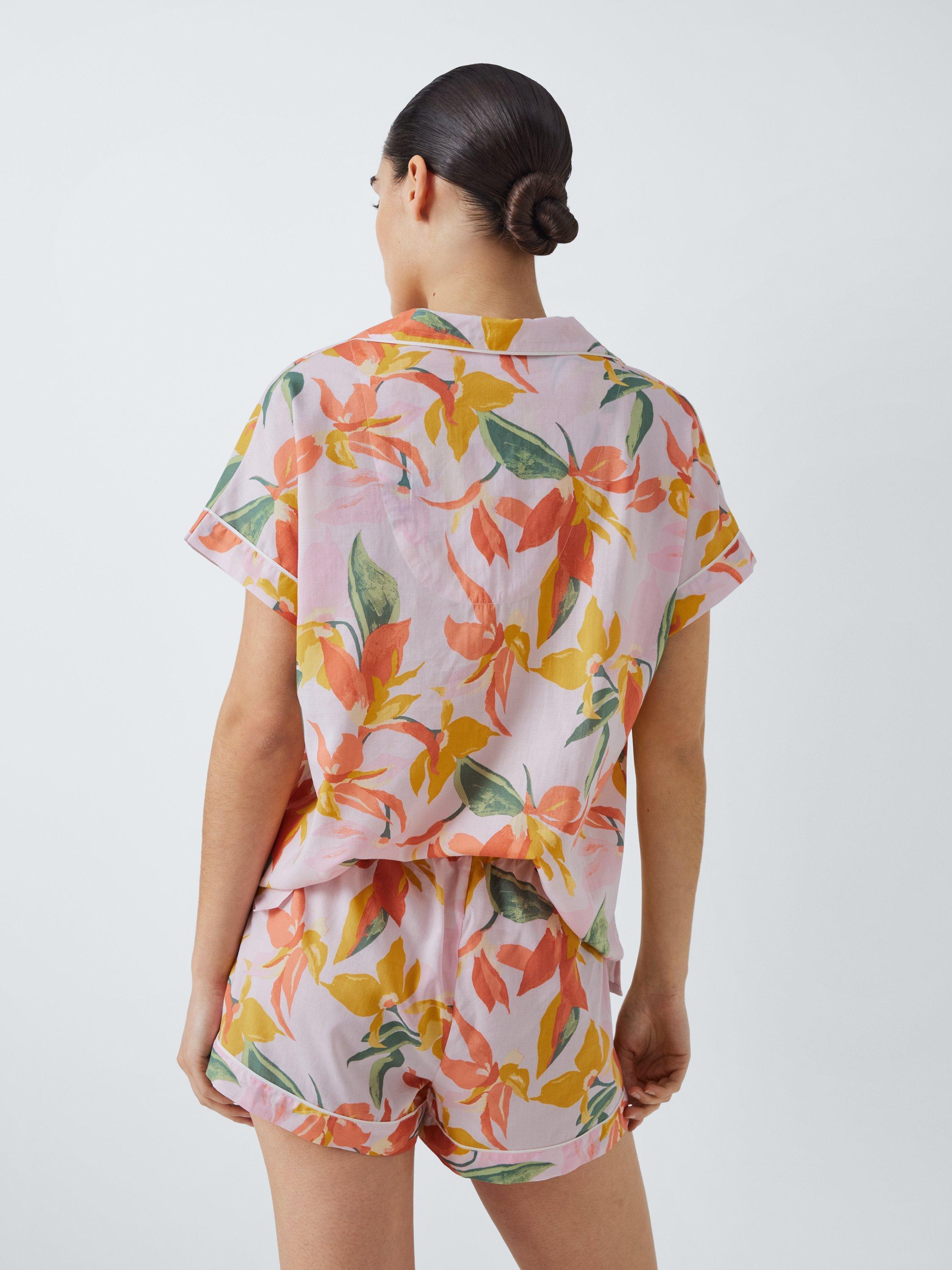 Product image 2 of 6, which shows John Lewis Floral Shirt Shorty Pyjama Set, Pink/Multi, 8