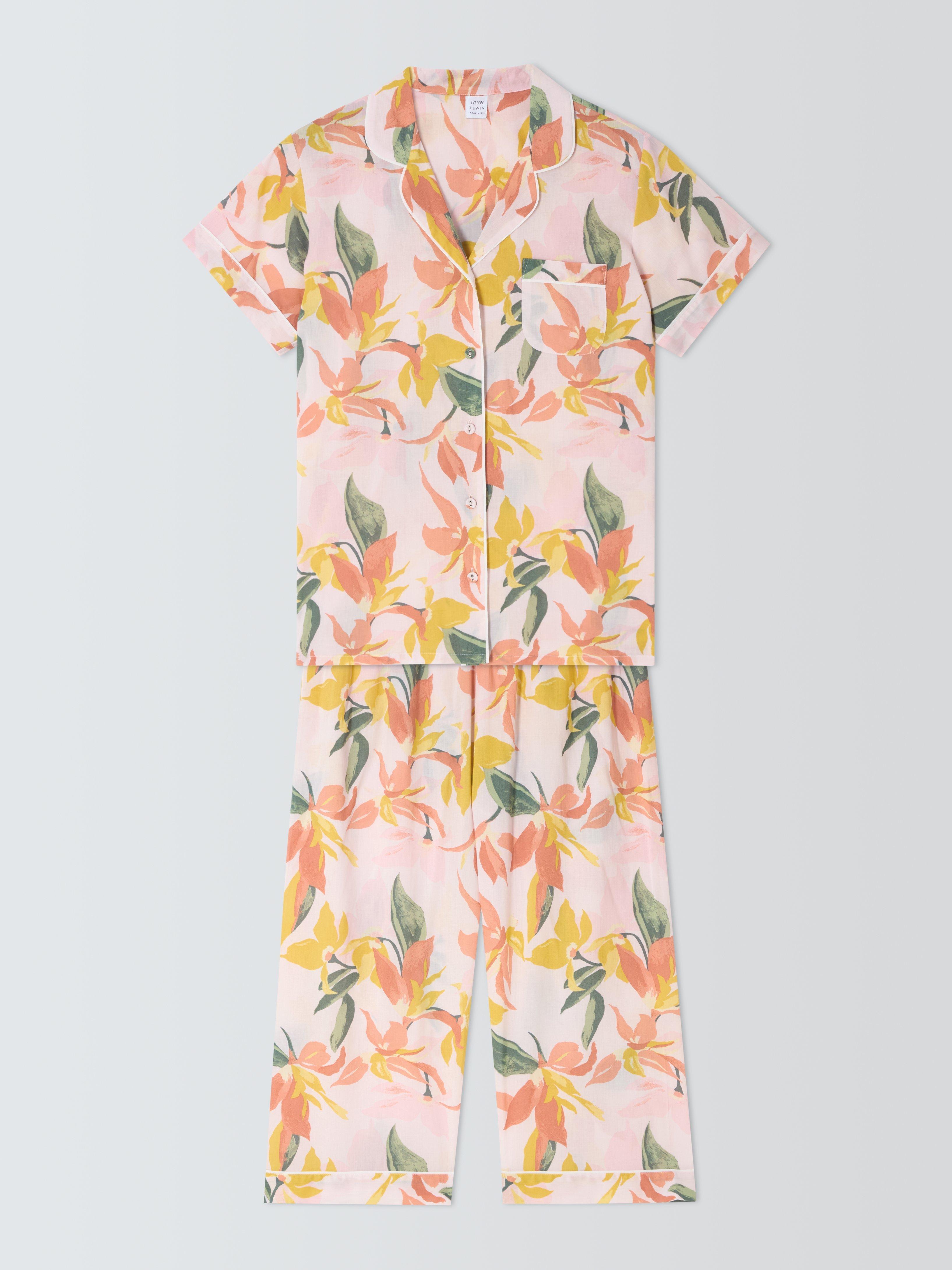 Product image 4 of 6, which shows John Lewis Floral Shirt Shorty Pyjama Set, Pink/Multi, 8