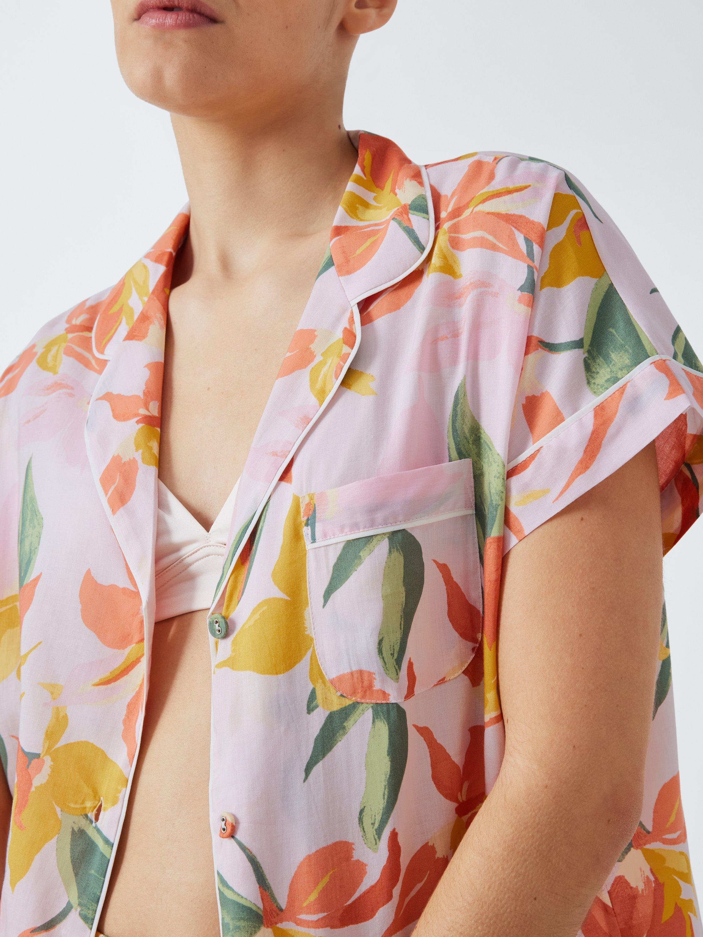Product image 5 of 6, which shows John Lewis Floral Shirt Shorty Pyjama Set, Pink/Multi, 8