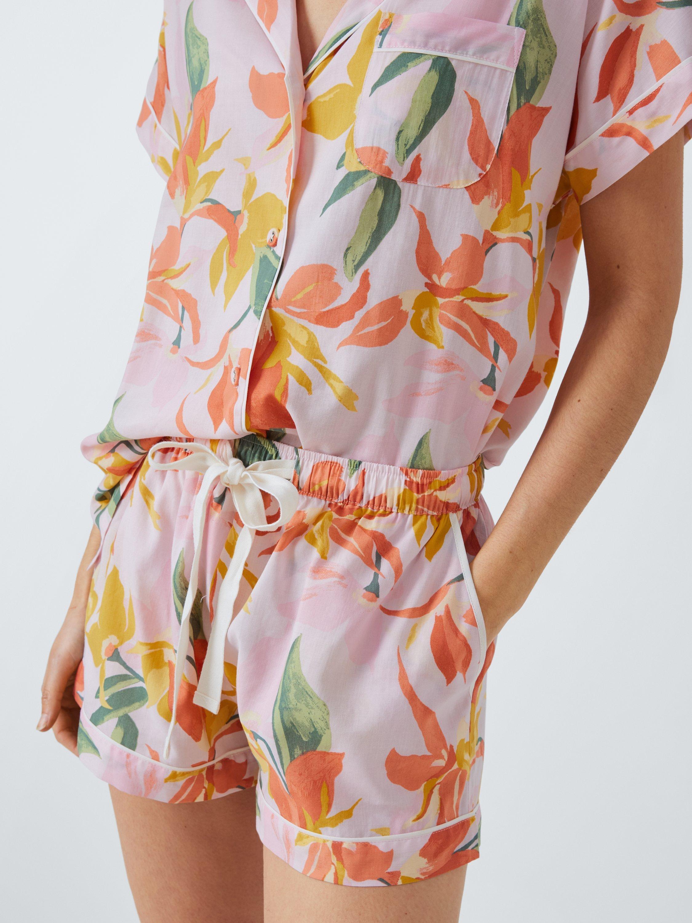 Product image 6 of 6, which shows John Lewis Floral Shirt Shorty Pyjama Set, Pink/Multi, 8