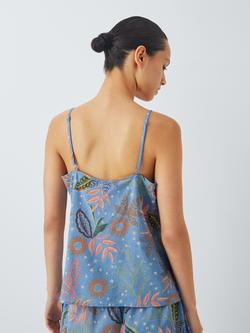 AND/OR Capri Palm Pyjama Camisole, Blue/Multi - view 2, Blue/Multi