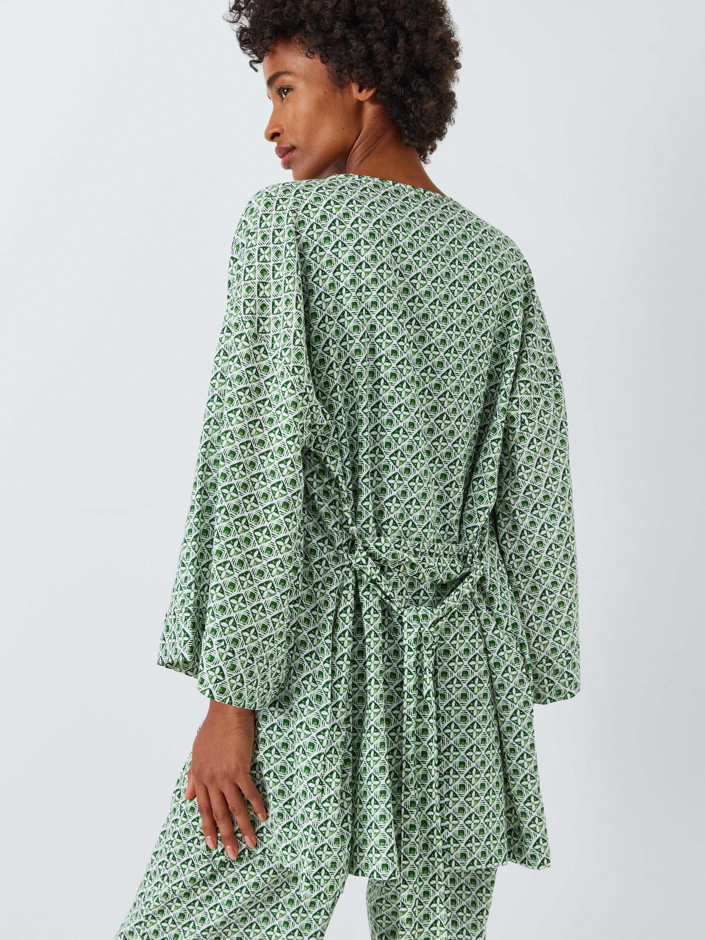 Product image 5 of 6, which shows AND/OR Porto Tile Mini Dressing Gown, Green/White, S