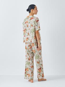 AND/OR Cinque Short Sleeve Cropped Pyjama Set, Off White/Multi - view 2, Off White/Multi